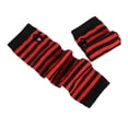 thumbnail image 2 of Trayknick 1 Paire de Couvre-Bras Rayés Demi-Doigts pour Femmes Gants Tricotés au Crochet Chauffe-Mains Rayures Noires et Rouges, 2 of 13