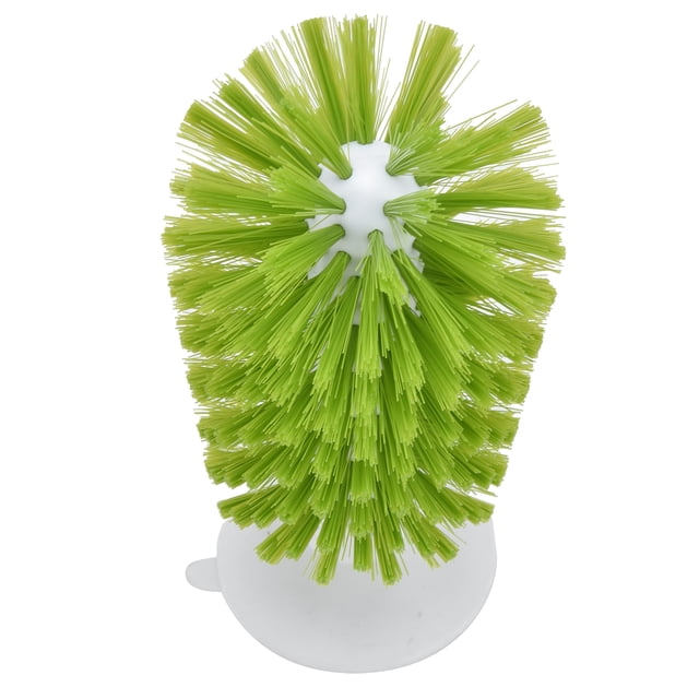Glass Brush Kitchen Scrub Brush Scrub Brush For Glass Brush ABS Nylon Vertical Design Nontoxic Suction Cup Brush For Glass Goblet Water BottleGreen