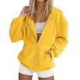 thumbnail image 4 of GPOECD Plus Size Womens Zip Up Hoodies with Pockets Long Oversized Front Zipper Casual Comfy Hooded Sweatshirt Fall Winter Yellow,XXL, 4 of 7
