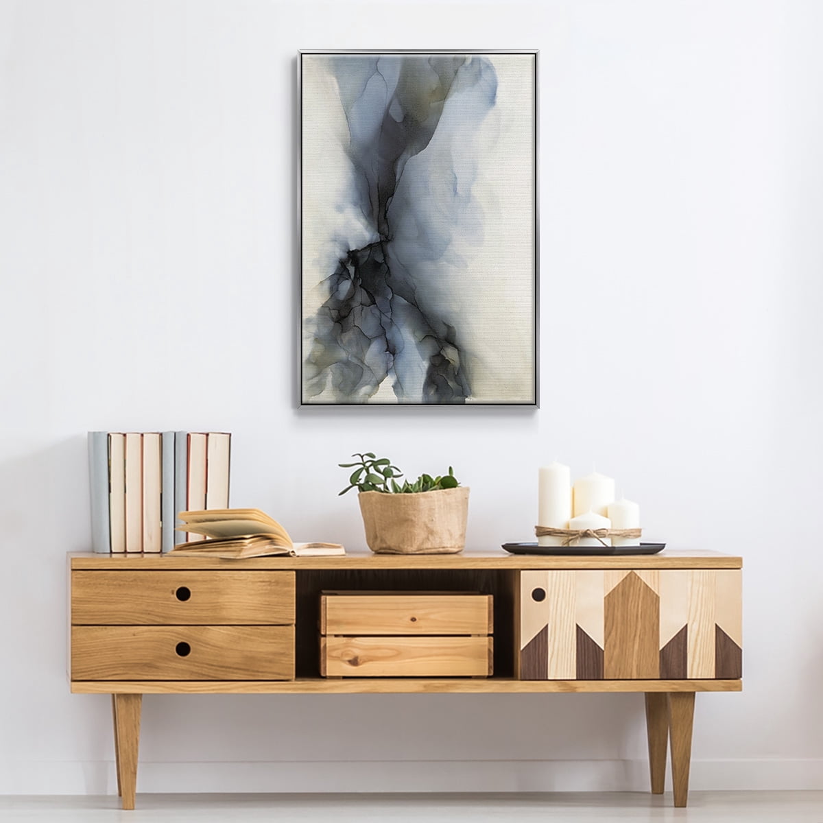 Low Tide Framed Premium Gallery Wrapped Canvas - Ready to Hang - 27 x 41 - Silver Floating Frame