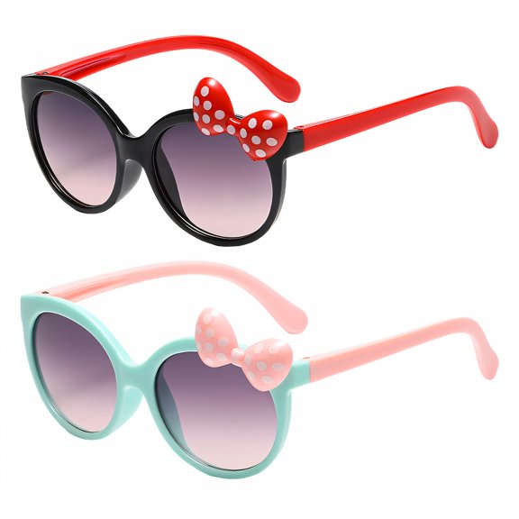 GJX 2Pcs Baby Sunglasses,Bowknot Little Princess Shape Toddler Sunglasses Age 2-4,Must-Have for Cute Kids’ Styling Infant Sunglasses,Style1
