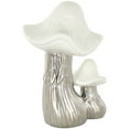 thumbnail image 6 of 7" x 10" Silver Ceramic Mushroom Sculpture with White Tops and Textured Grooves, by DecMode, 6 of 9