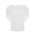 thumbnail image 4 of Telankuip Women's Elegant off the Shoulder Ruched Blouse Casual Short Sleeve Pleated Boat Neck Tops Stretchy Cinched Waist Slim Fit Summer Top 2026 Beach Vacation Outfits, 4 of 4