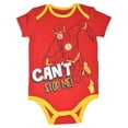 thumbnail image 3 of DC Comics Justice League Batman Superman The Flash Infant Baby Boys 3 Pack Bodysuits Newborn to Infant, 3 of 5