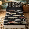 thumbnail image 2 of Erosebridal Dark Retro Trout Print Zipper Twin Comforter Sets with Fitted Sheet and 2 Pillowcases,Lake Fish Zipper Bedding Set,Charcoal Sepia,4-Piece,Black Reversible, 2 of 6