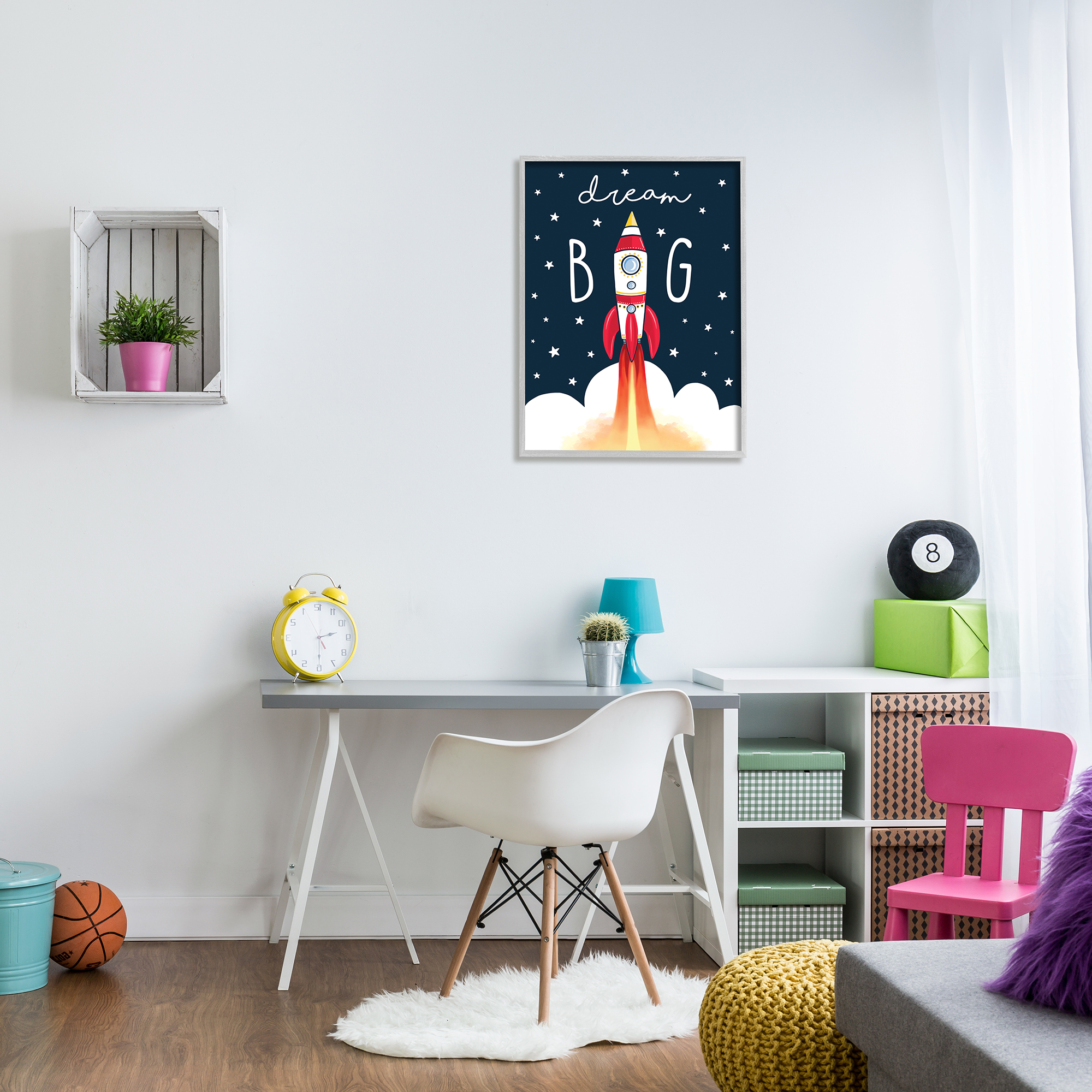 Stupell Industries Dream Big Sentiment Rocket Blast Off Starry Clouds, 24 x 30, Designed by Elizabeth Tyndall