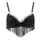 thumbnail image 1 of Mujeres Lentejuelas Lentejuelas Moda Borla Trajes de danza del vientre Crop Top Dancewear Negro Yuyangstore Sujetador de danza del vientre para mujer, 1 of 8
