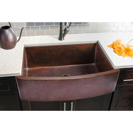 - Copper Curved Front Single Bowl Farmhouse Sink