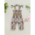 thumbnail image 4 of Suealasg Baby Girl Summer Romper Overalls 6 12 18 24 Months Infant Tie Straps Sleeveless Floral Print Jumpsuit Pants Newborn Girl One Piece Clothes, 4 of 7