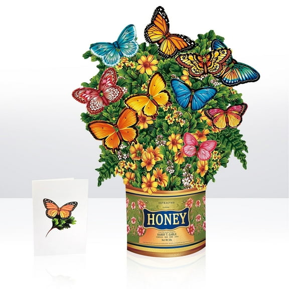 Paper Pop Up Cards, Paper Flower Bouquet 3D Popup Greeting Cards with Note Card & Envelope, Birthday Card, Anniversary Card, Get Well Gifts for Women, 12" Butterflies & Buttercups
