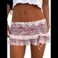 thumbnail image 1 of Minifalda de Encaje Y2K para Mujer, de Tiro Bajo, con Estampado de Leopardo, con Volantes en Contraste, Corta y Holgada, Estilo Enagua. Rosa L, 1 of 6