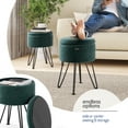 thumbnail image 2 of Hearth & Harbor Ottoman with Storage, Round Storage Ottoman, Vanity Stool and Foot Stool with Storage, Textured Velvet Green, 2 of 8