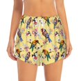 thumbnail image 3 of Uemuo Bright Birds Pattern Women's Athletic Shorts High Waisted Running Shorts with Liner Pockets Gym Elastic Workout Shorts-Small, 3 of 9