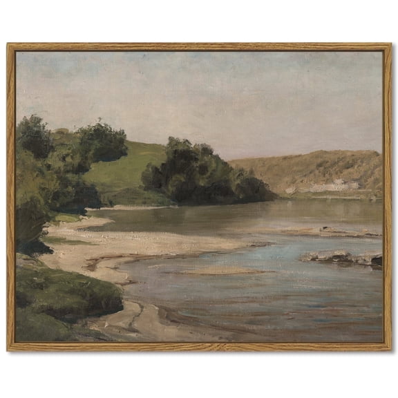 Vintage Landscape Mountain River Canvas Wall Decor Hallway Bathroom Office Decor 8x10in Framed