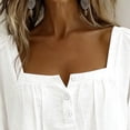 thumbnail image 4 of Only Moment Button Down Shirts for Women 3/4 Sleeve Square Neck Jute Dressy Casual Trendy Tee Spring Fall Summer Fashion Work Clothes White,2XL, 4 of 9