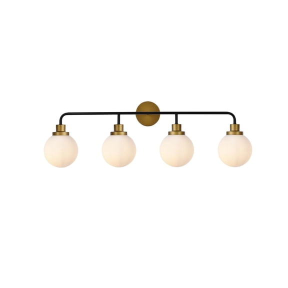 Hanson 4 lights bath sconce in black with brass with frosted shade