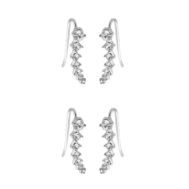 Minnieouse Mujeres Niñas una 7 Crystal Ear Cuffs Hoop Climber Stud Pendientes Star Ear Stud Pin Accesorios de joyería Type2 NO2 Minnieouse CBP048045