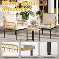 thumbnail image 2 of Emorefun 3 Piece Patio Bistro Sets, Outdoor Rattan Furniture with Detachable Cushions for Backyard, Garden, Poolside, Deck, Beige & Black, 2 of 7