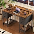 thumbnail image 4 of Amadwell 47" Gaming Computer Desk with LED Lights, Power Outlets, Home Office Writing Desk with 4 Drawers, Rustic Brown, 4 of 8
