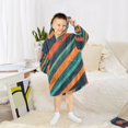 thumbnail image 6 of FORMRS Wearable Blanket Hoodie with Sleeves for Kids Cozy Flannel Sweatshirt, Retro Stripes, 6 of 7