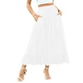 thumbnail image 3 of QATAINLAV Womens Tiered Flowy Pleated Maxi Skirts Casual High Waisted Drawstring A Line Long Skirt Beach Vacation Clothes, White, S, Birthday Gifts, 3 of 8