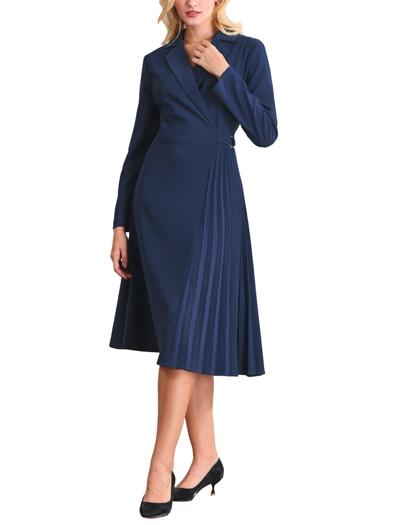knee length dresses for ladies Royal Blue Off Shoulder Ruched Long Sleeve Midi Dress – PinkBlush main image 1