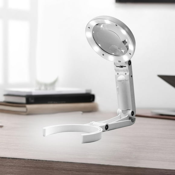 Lámpara de aumento,Lupa con Luz 5X 11X Manos,Lente de aumento iluminada por LED de mano con cable USB,Reparación de escritorio con lupa de lectura plegable,8 luces LED blancas Lámpara de