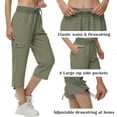 thumbnail image 5 of Xidunhg Womens Capris with Pockets Loose Fit Casual Outdoor Pants Lightweight Ladies Baggy Cargo Pants for Hiking Grey Green 2XL, 5 of 6