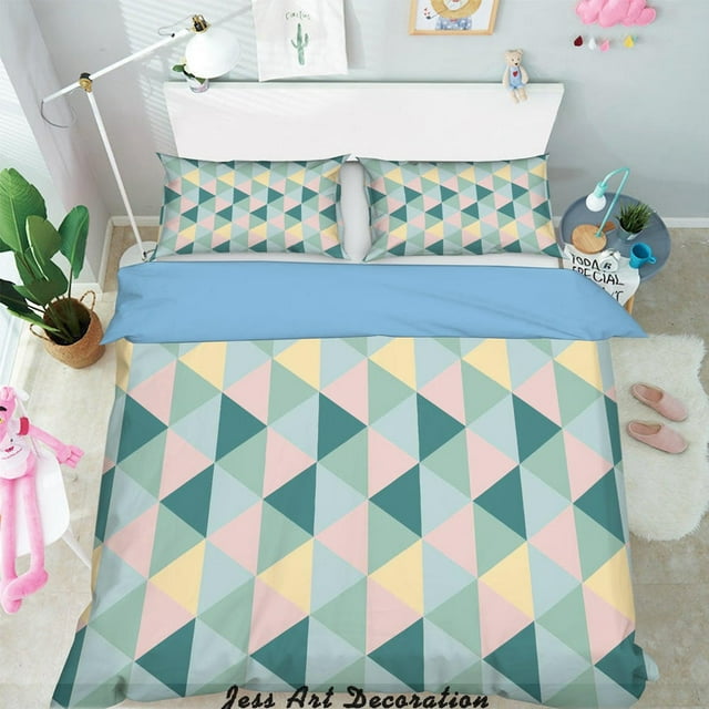 3D Color Triangle Geometry Pattern Quilt Cover Set Bedding Set Pillowcases 223