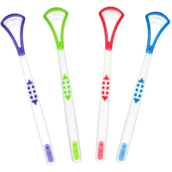 4Pieces Individual Tongue Scraper Cleaner Double-Sided Tongue Brush Tongue Cleaner Tool for Adults Kids Healthy Oral Care, Soft Silicone Protection, Help Fight Bad Breath, 4 Colors
