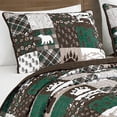 thumbnail image 3 of 3-Piece Rustic Lodge Polyester Quilt Bedspread Set – Patchwork Bear & Paw Print Cabin Bedding, 3 of 8