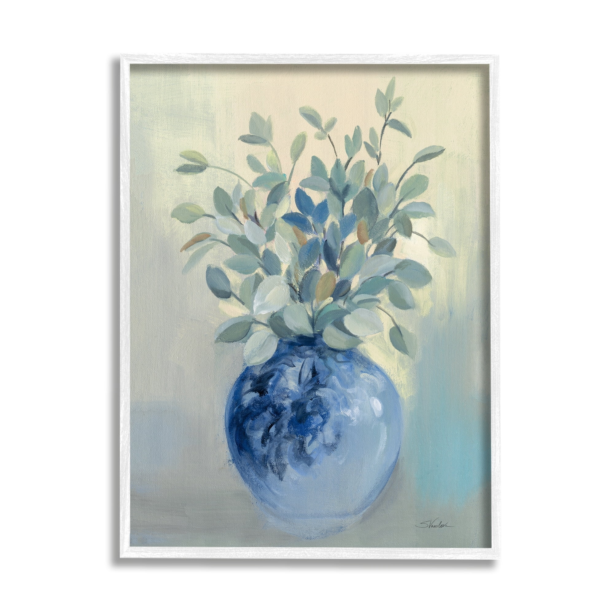 Stupell Industries Wild Botanicals Plant Sprigs Rounded Blue Bowl,16 x 20, Design by Silvia Vassileva