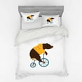 thumbnail image 2 of Ambesonne Cartoon Bedding Set 3 Pcs, Bear Bicycle Circus, Twin, Brown Yellow, 2 of 3
