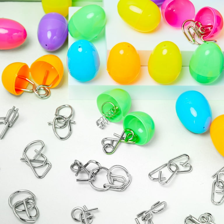 Joyfy 18 Packs Easter Eggs Filled with Metal Brain Teaser Puzzles