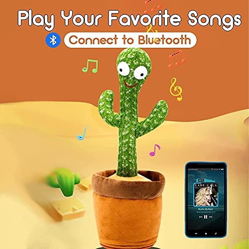 Juguete de cactus para bailar y hablar, juguetes recargables con Bluetooth imitando repeti MidnightSinging MidnightSinging