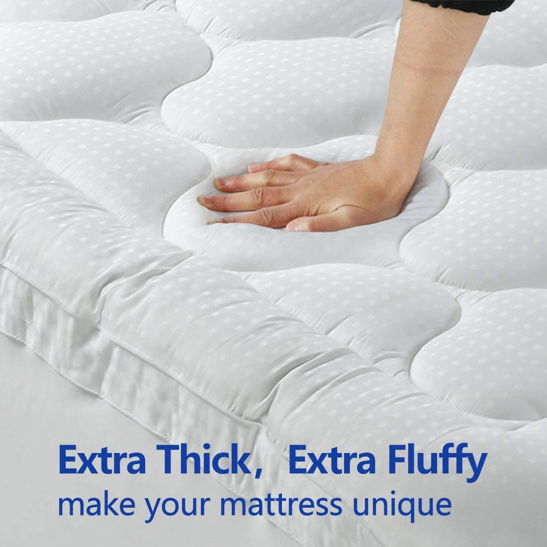78x80 Inches, White EASELAND King Size Mattress Pad Pillow Top Mattress Cover Quilted Fitted Mattress Protector Cotton Top 8-21 Deep Pocket Cooling Mattress Topper