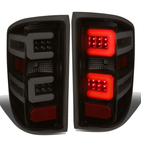 - For 15-17 Chevy Silverado /GMC Sierra 1500 2500 3500 HD 3D LED Light Bar Tail Lights ( Black Housing Smoked Lens )