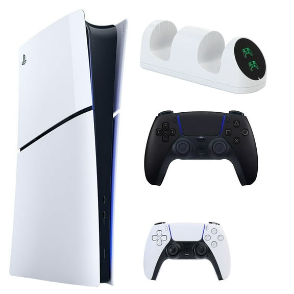 Sony PS5 Slim Digital with Extra Black DualSense Controller and Dual Charging Dock