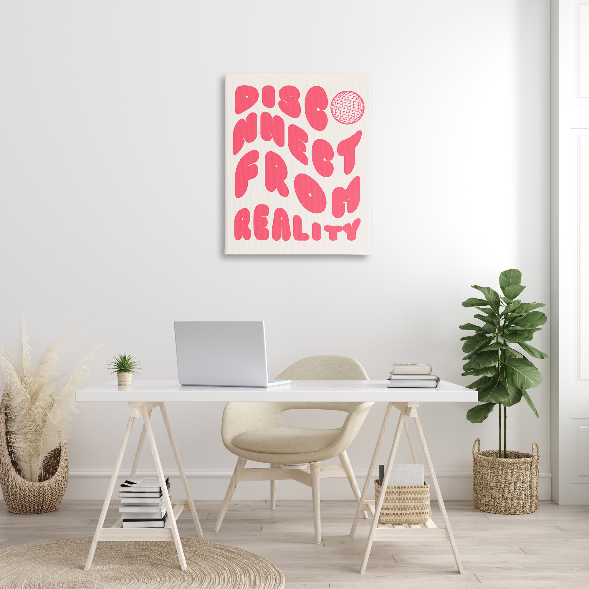 Stupell Industries Disconnect From Reality Typography Painting Gallery Wrapped Canvas Art Print Wall Art, 30 x 40