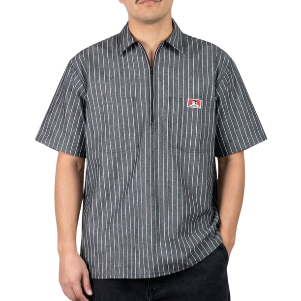 Ben Davis Short Sleeve Striped Half-Zip Shirt - Walmart Business