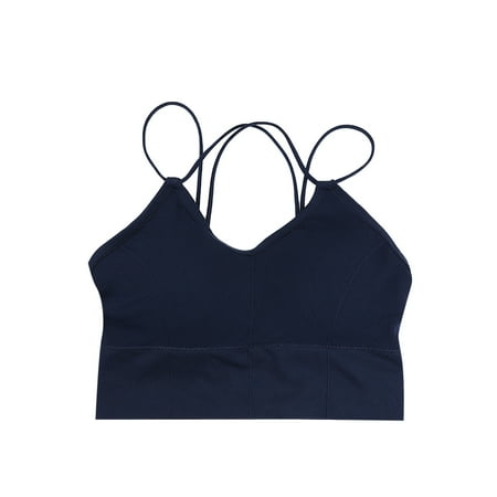 

DORKASM Bras for Women Wirefree Comfort Criss Cross Sports Bras Dark Blue F