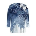 thumbnail image 4 of BiZtdJrK Summer Cold Shoulder Top for Women 3/4 Sleeve V Neck Vintage Floral Blouse Loose Comfy T Shirt Todays Deals Blue M, 4 of 5
