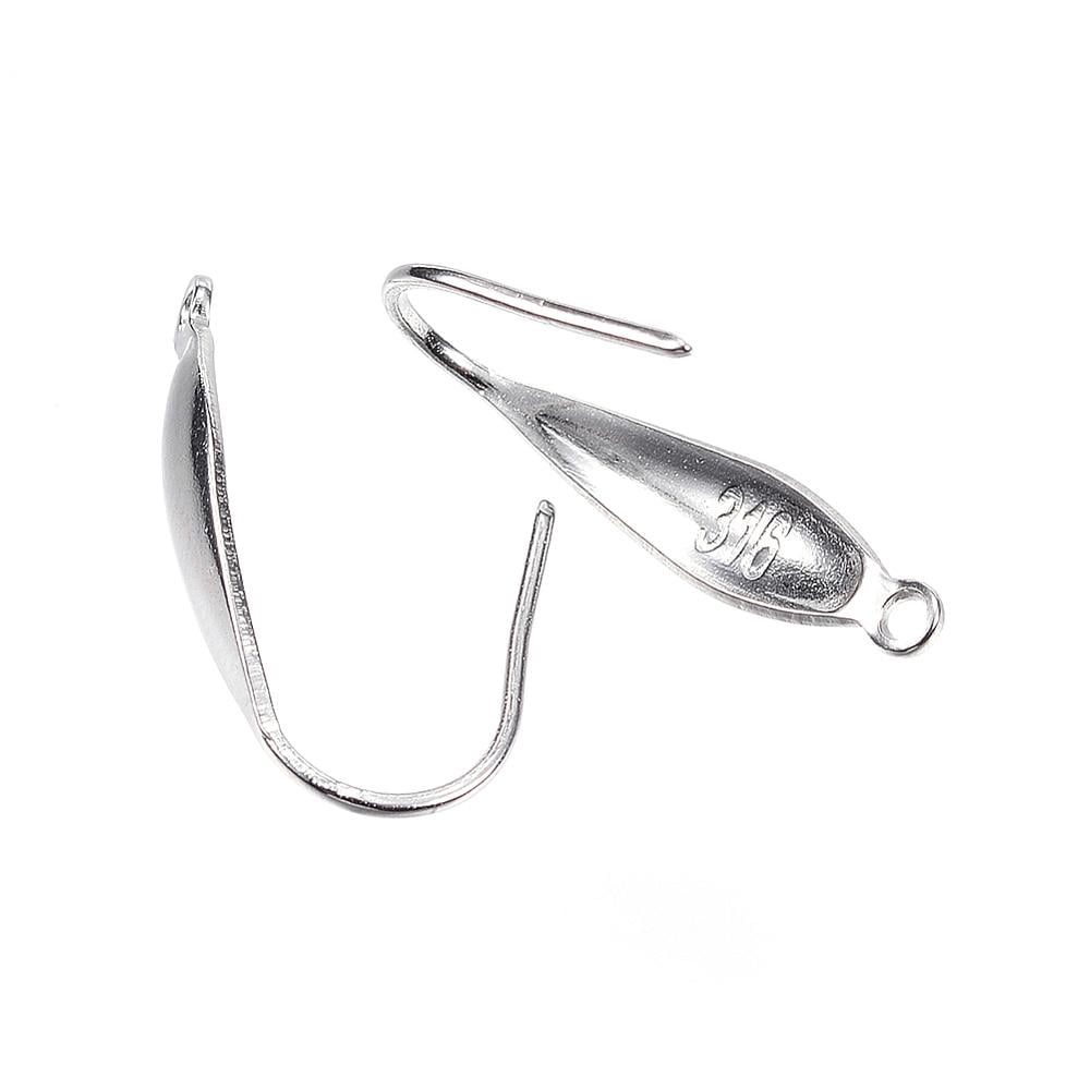 500pc Resistant 316 Surgical Stainless Steel Earring Hooks with Vertical Loop Stainless Steel Color 20x10x4.5mm Hole: 1.2mm Pin: 0.57mm