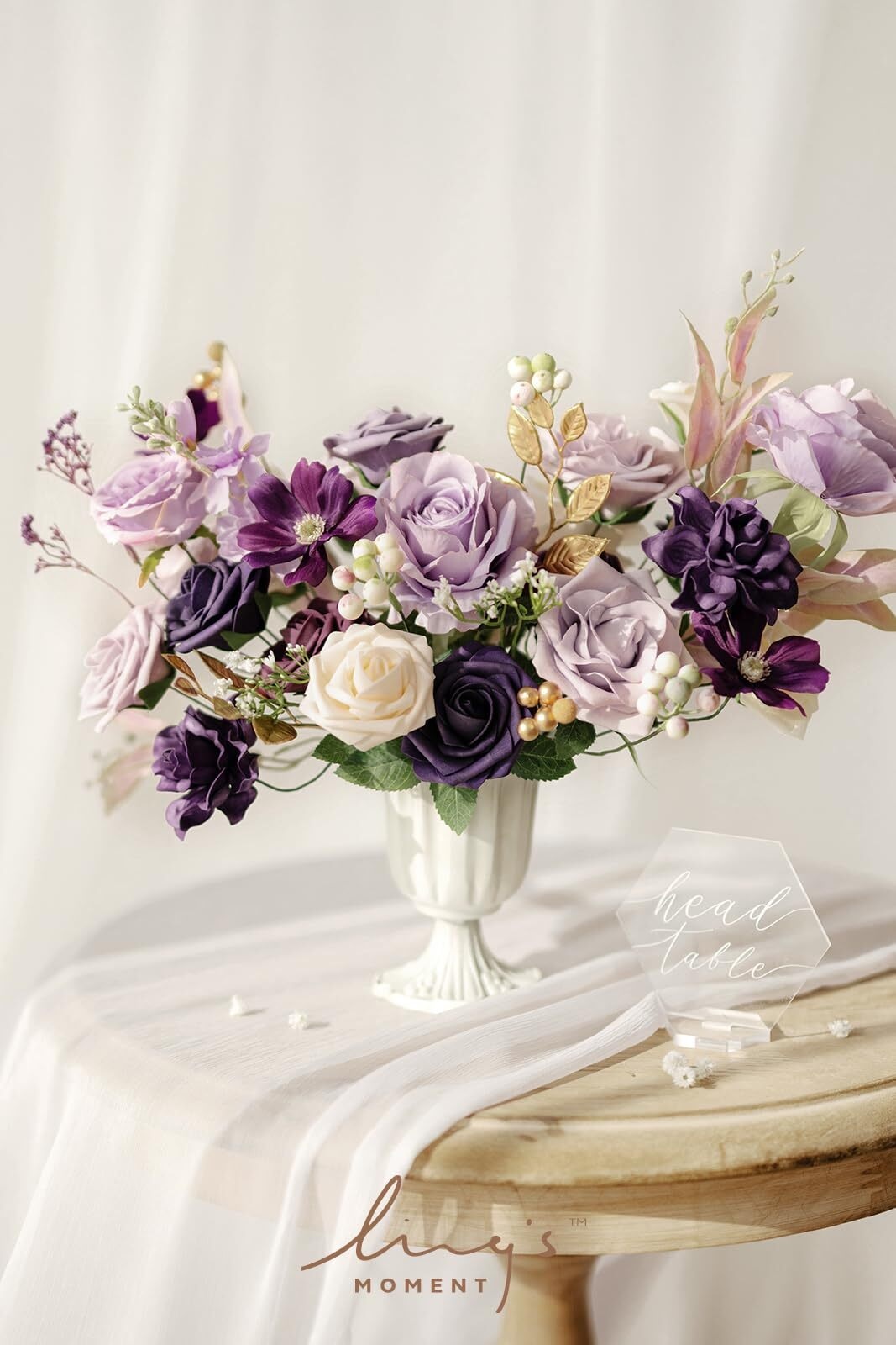 Artificial Flowers Fake Silk Roses Faux Foam Gardenia Combo for DIY Wedding Bouquets Centerpieces Arrangements Bridal Shower Party Home Decorations, Dusty Blue & Ivory, 23pcs