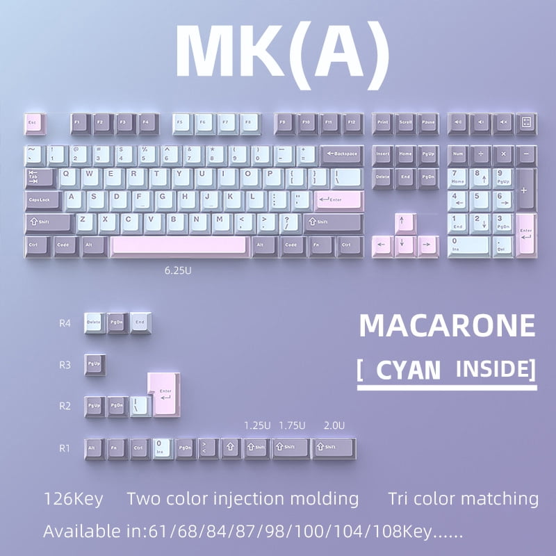 126Keys Cherry Keycap Key Cap for Mechanical Keyboard Like K86 K500 K617 GMK67 GMK87 RK ETC Game Keyboard for MX Switch Keyboard