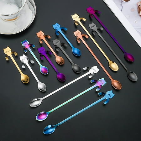 

chaolangshun Creative Cat Shape Coffee Spoon Exquisite Cute Stainless Steel Dessert Spoon for Home