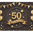 thumbnail image 3 of Elegant Golden Black 50th Birthday Banner Festive Decorative for Celebration Party Photo Booth Backdrop, 3 of 6
