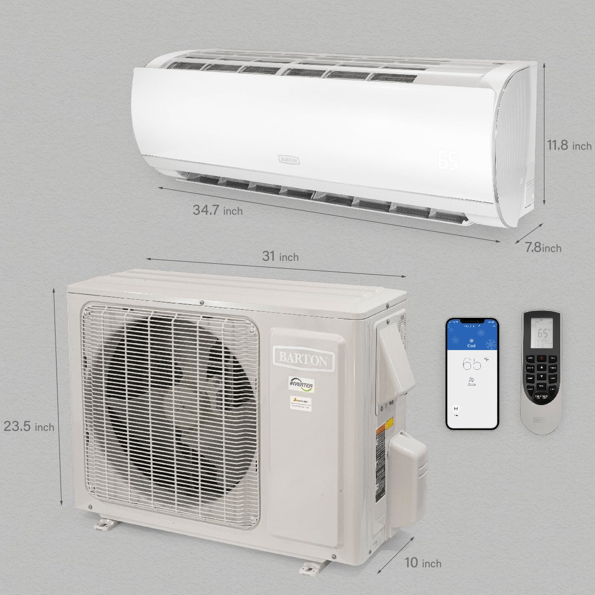 Buy Barton 12,000 BTU Mini Split Air Conditioner Ductless Inverter
