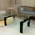 thumbnail image 2 of BEKAY Glass Coffee Table, Rectangle Glass Coffee Table with Metal Tube, Double Layered Glass Structure Modern Side Center Tables for Living Room, Office, 2 of 7