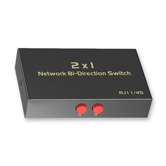 RYXN 2 Port Ethernet Switch, 2 Port RJ45 Switcher Selector 2 in 1 Out / 1 in 2 Out, Metallic Shell